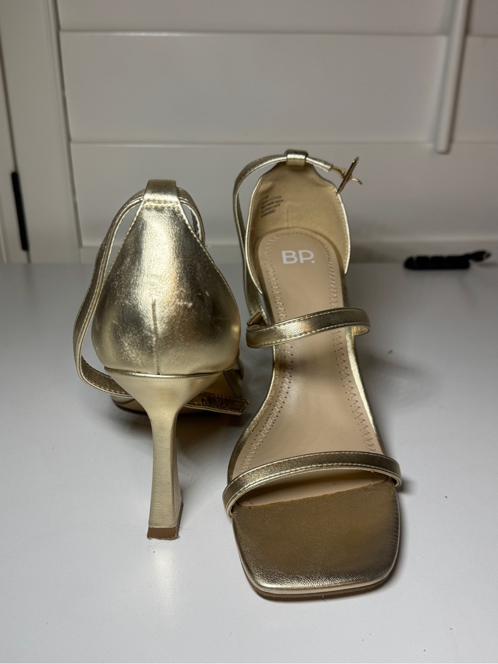 bp Gold Strappy Heels
